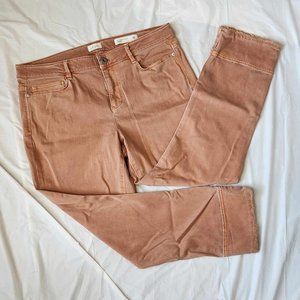 J.Jill Women's 10‎ Denim Authentic Fit Cropped Raw Frayed Cuffed Orange Jeans